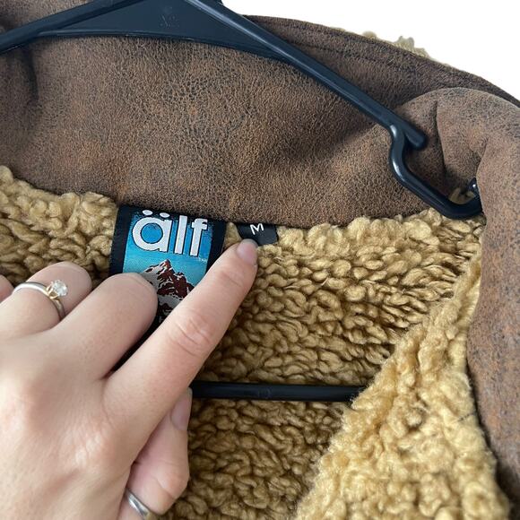 Alf Women's Size Medium Sherpa Brown Western Button Up Jacket - Picture 9 of 11